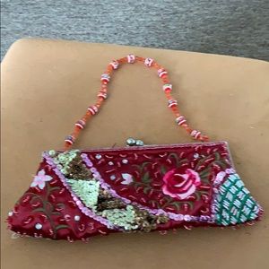 Multi colored beaded and sequin purse